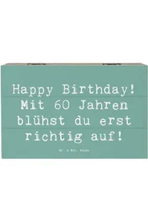 Mr. & Mrs. Panda Dekokiste 19 x 12 cm Spruch 60. Geburtstag Aufblühen - Meeresbrise - Geschenk, (1 St) blau