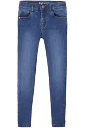 Vertbaudet 7/8-Caprijeans Mädchen Skinny-Jeans BASIC Dehnbund blau 146/152