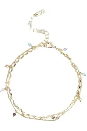 Next Fußkette Zweireihiges Fußkettchen mit Glitzeranhänger (1-tlg) goldfarben