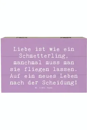 Mr. & Mrs. Panda Dekokiste 19 x 12 cm Spruch Scheidung Neuanfang - Lavendeltraum - Geschenk, Unt (1 St) lila