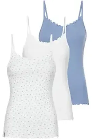 KangaROOS Spaghettitop (Packung, 3-tlg) mit verspielter Rollsaumkante blau|bunt|grau 32/34