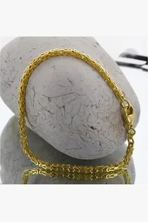 HOPLO Goldarmband Goldkette Königskette Länge 18,5cm - Breite 1,8mm - 585-14 Karat Gold