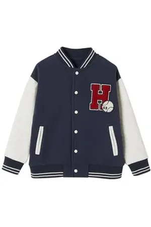Vertbaudet Sweatjacke Jungen College-Sweatjacke mit Aufnäher blau 140