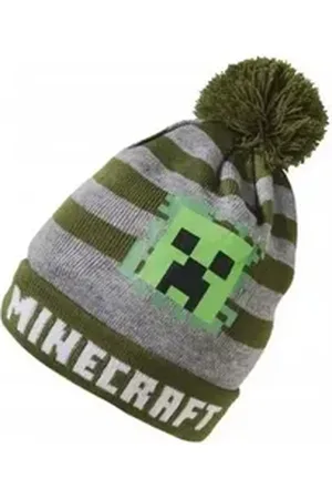 Minecraft Strickmütze Mütze Kinder Wintermütze Jungen + Mädchen Kindermütze grau 52