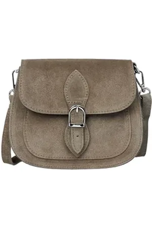 CASPAR Umhängetasche Kompakte Wildleder Damen Handtasche - CLASSIC LINE - Modell No.831, Vintage Stil, 100% Echtleder, angenehmer Tragekomfort - Made in Italy gelb
