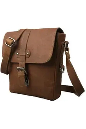 Mf Next Com Schultertasche Crossbody Tasche Trailstone Büffel Leder Vintage Braun 26cm (1-tlg)