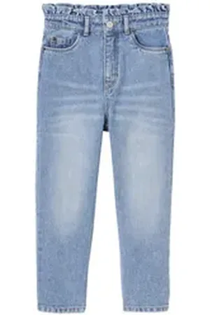 Vertbaudet 7/8-Caprijeans Mädchen Mom-fit-Jeans blau 140