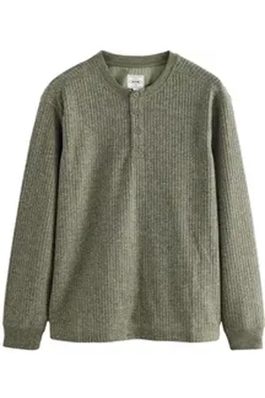 Next Langarmshirt Strukturiertes Langarmshirt mit Grandad-Kragen (1-tlg) grün 2XL Reg