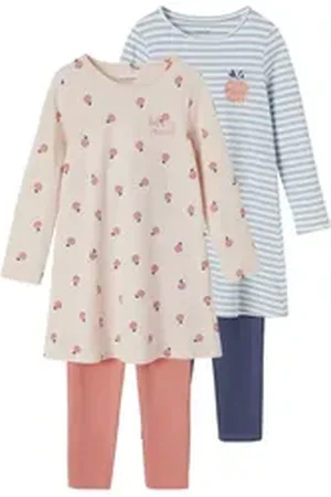 Vertbaudet Nachthemd 2er-Pack Mädchen Nachthemden & Leggings BASICS rosa 110
