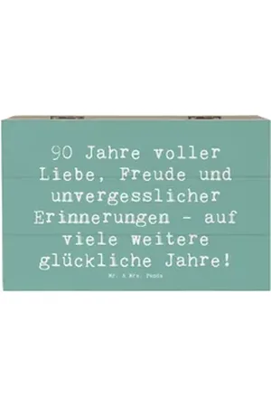 Mr. & Mrs. Panda Dekokiste 19 x 12 cm Spruch 90. Geburtstag Liebe Freude - Meeresbrise - Geschen (1 St) blau