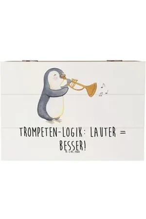 Mr. & Mrs. Panda Dekokiste 22 x 15 cm Trompeten Weisheit - Weiß - Geschenk, Musikinstrumente, No (1 St), Vielseitig nutzbar weiß