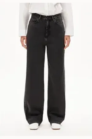 Armedangels Boyfriend-Jeans ENIJAA Damen Wide Jeans recycelte Baumwolle (Non-Stretch, 1-tlg., Regular Fit) ebony black schwarz 28/32