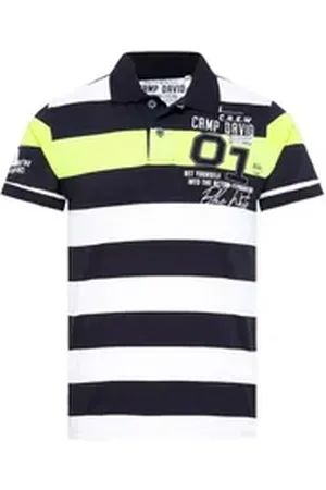 Camp David Poloshirt mit bunten Blockstreifen und Artworks XXL