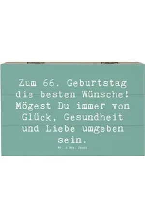 Mr. & Mrs. Panda Dekokiste 19 x 12 cm Spruch 66. Geburtstag - Meeresbrise - Geschenk, Feiern, Ki (1 St) blau
