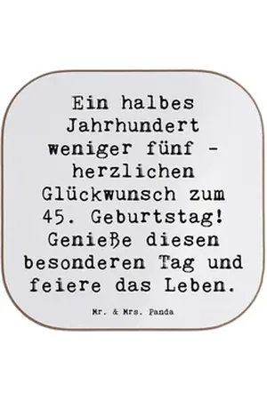 Mr. & Mrs. Panda Getränkeuntersetzer Spruch 45. Geburtstag Feier - Weiß - Geschenk, besonderen Tag, Alter, 1-tlg. weiß