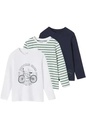 Vertbaudet Langarmshirt 3er-Pack Jungen Langarmshirts BASIC 3er-Pack weiß 110