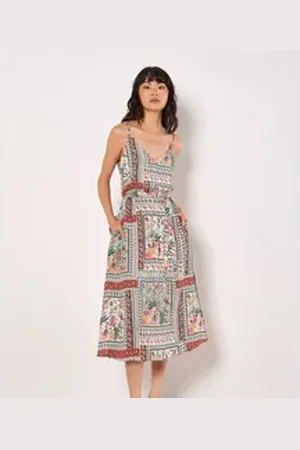 Apricot Midikleid Tropisches Cami-Kleid, mit Schaldruck grün XS (34)