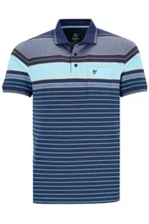 HAJO Poloshirt Poloshirt in Pikee und Streifenmix in stay fresh-Qualität blau 56