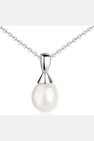 Materia Perlenanhänger Damen Silber echte Süßwasserperle Weiß KA-517, Fassung aus 925 Sterling Silber silberfarben|weiß