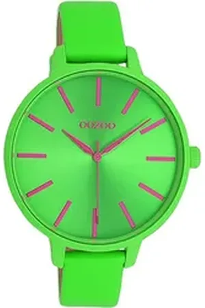 Oozoo Quarzuhr Damen Armbanduhr Timepieces Analog, (Analoguhr), Damenuhr rund, groß (ca. 42mm) Lederarmband, Fashion-Style grün