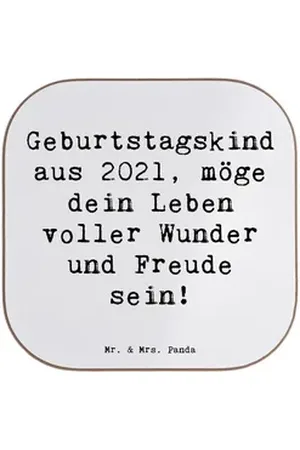 Mr. & Mrs. Panda Getränkeuntersetzer Spruch 2021 Geburtstag - Weiß - Geschenk, Geburtstagsgruß, Getränkeun, 1-tlg. weiß