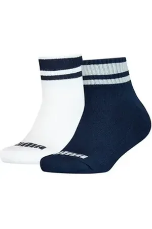 PUMA Kurzsocken Clyde Junior (2-Paar) mit gestreiften Bündchen blau 27-30