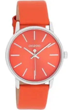 Oozoo Quarzuhr Damenuhr C11062 Orangerot Lederband 36 mm C11062