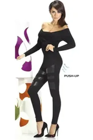 Basbleu Shapingleggings dezente Lederoptik formend Push-Up Damen Leggings schwarz XXL (42-44)