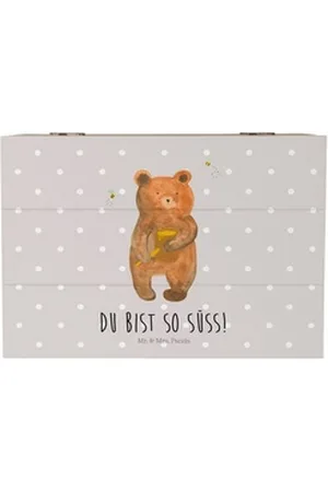 Mr. & Mrs. Panda Dekokiste Honigbär - Grau Pastell - Geschenk, Verliebte, Erinnerungsbox, Teddy, (1 St) grau