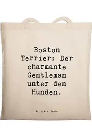Mr. & Mrs. Panda Tragetasche Spruch Boston Terrier Gentleman - Transparent - Geschenk, liebenswert (1-tlg)