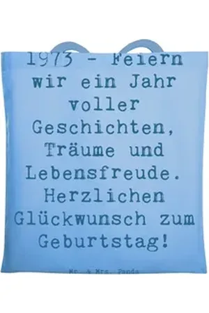 Mr. & Mrs. Panda Tragetasche 1973 Geburtstag - Sky Blue - Geschenk, 50. Geburtstag, besondere Mens (1-tlg), Design-Highlight blau