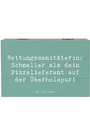 Mr. & Mrs. Panda Dekokiste 19 x 12 cm Spruch Rettungssanitäterin: Schneller als dein Pizzaliefer (1 St) blau