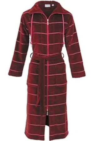 Carl Ross Damenbademantel 522400, Langform, Velours, Stehkragen, 2-Wege Reißverschluss rot 40/42