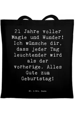 Mr. & Mrs. Panda Tragetasche Spruch 21. Geburtstag - Schwarz - Geschenk, Wunder, Strandtasche, Sch (1-tlg) schwarz