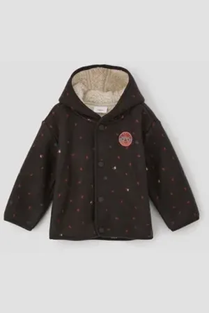 QS by s.Oliver Outdoorjacke Fleecejacke mit Teddyfutter Paspel braun 68