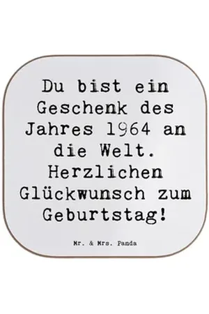 Mr. & Mrs. Panda Getränkeuntersetzer Spruch 1964 Geburtstag Geschenk - Weiß - Geburtstagsspruch 1964, Glas, 1-tlg. weiß