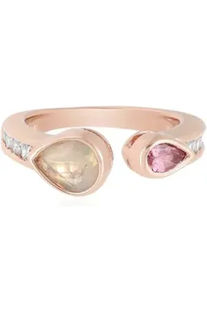 Cavill Silberring Äthiopischer Welo-Opal & Rosa Turmalin Silber Ring, 0,927ct (1-tlg) beige|silberfarben 63