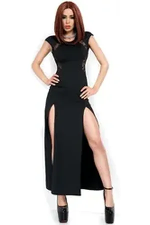 Chilirose Partykleid Langes Kleid CR3858 schwarz - (M,S) schwarz S