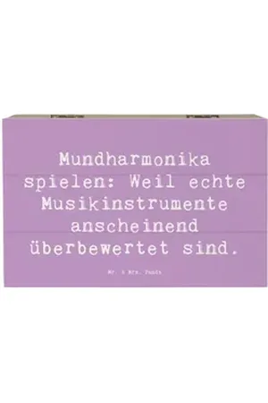 Mr. & Mrs. Panda Dekokiste 19 x 12 cm Spruch Mundharmonika spielen: Weil echte Musikinstrumente (1 St) lila