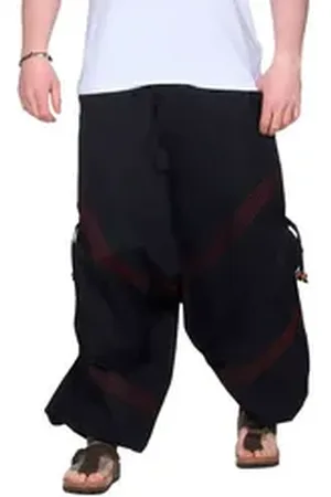 Kunst und Magie Haremshose Bequeme Goa Cargo Haremshose für Herren/Unisex Pluderhose Baggy rot|schwarz 3XL