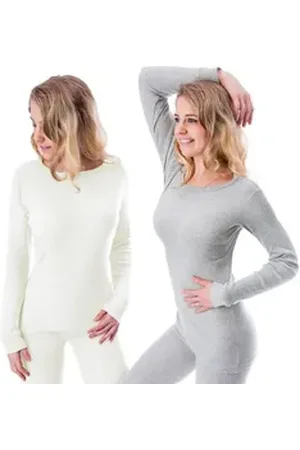 Black Snake Thermounterhemd 2 Thermo Langarmshirts für Frauen – Ideal für Ski & Outdoor im Winter (Spar-Set, 2-St) Damen Unterhemden mit Innenfleece 2er-Pack grau M