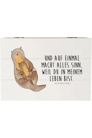 Mr. & Mrs. Panda Dekokiste Otter mit Kind - Weiß - Geschenk, Familie, Seeotter, Dekokiste, Aufbe (1 St) weiß Ø 0 cm x 22 cm x 12 cm