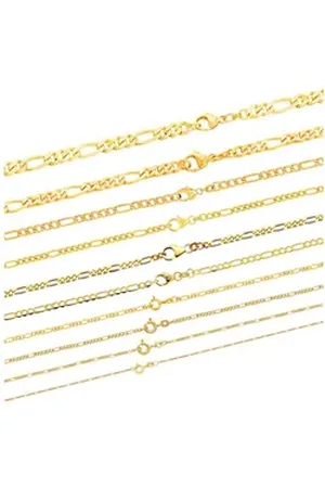 HOPLO Goldkette Goldkette Figarokette Länge 21cm - Breite 3,4mm - 333-8 Karat Gold goldfarben 21 cm Armkette Herren | 3.4 mm