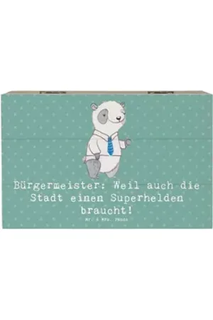 Mr. & Mrs. Panda Dekokiste 19 x 12 cm Bürgermeister Superheld - Meeresbrise - Geschenk, Herausfo (1 St) blau