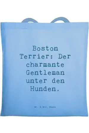 Mr. & Mrs. Panda Tragetasche Spruch Boston Terrier Gentleman - Sky Blue - Geschenk, Hundespruch, H (1-tlg) blau