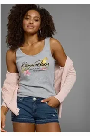 KangaROOS Tanktop mit femininem Frontdruck grau 40/42 (M)