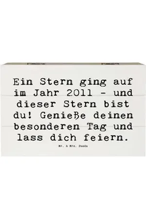 Mr. & Mrs. Panda Dekokiste 19 x 12 cm 2011 Geburtstag Stern - Weiß - Geschenk, Herz berühren, Ei (1 St), Hochwertiges Holzfaser weiß