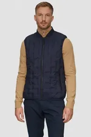 QS by s.Oliver BLACK LABEL Outdoorjacke Leichte Steppweste mit Strickkragen Blende blau S