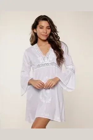 LingaDore Tunikashirt Beach Cover-Ups Tunika mit Trompetenärmeln weiß 40