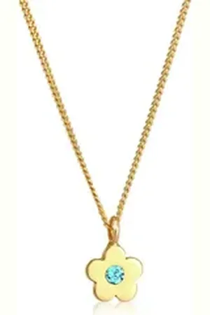 Elli Kette mit Anhänger Kinder Blume Kristalle 925 Silber, Blume goldfarben